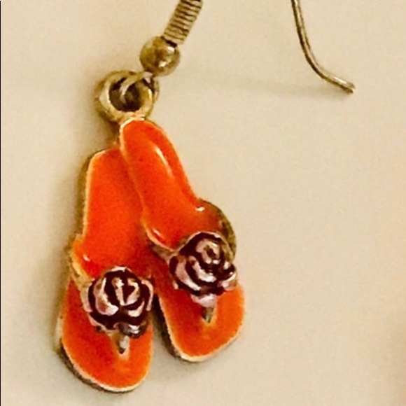 New 3 Pair Blue Red Orange Sandals Enamel Earrings - Picture 8 of 16
